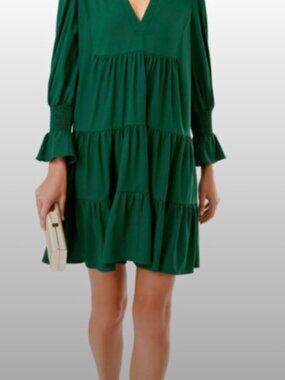 Tuckernuck Pomander Place Hunter Green Crepe Dress